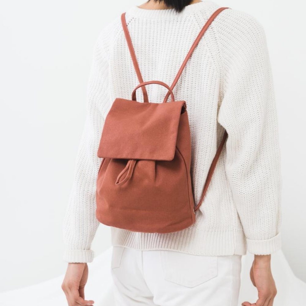 BAGGU Canvas Mini Backpack in Terracotta